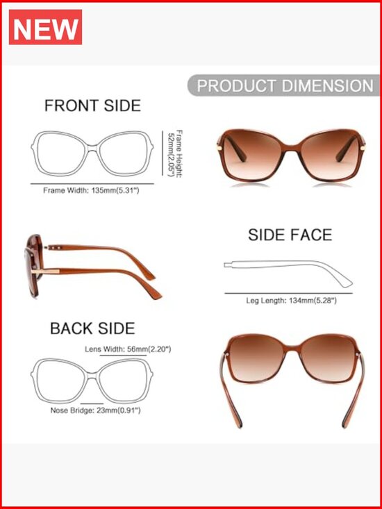 Vintage Square Sunglasses Women Polarized UV400 Protection
